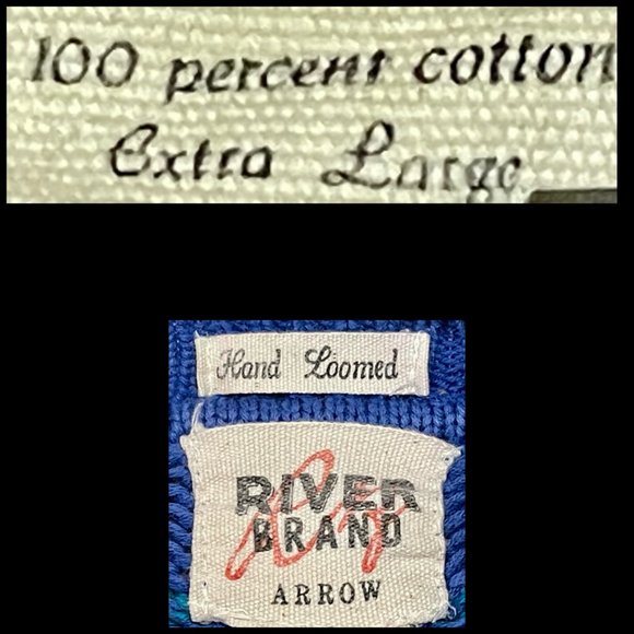 ▪️VTG▪️RIVER BRAND ARROW▪️1990's Hand Loomed Cotton Geo Striped Chunky Sweater - Picture 4 of 6